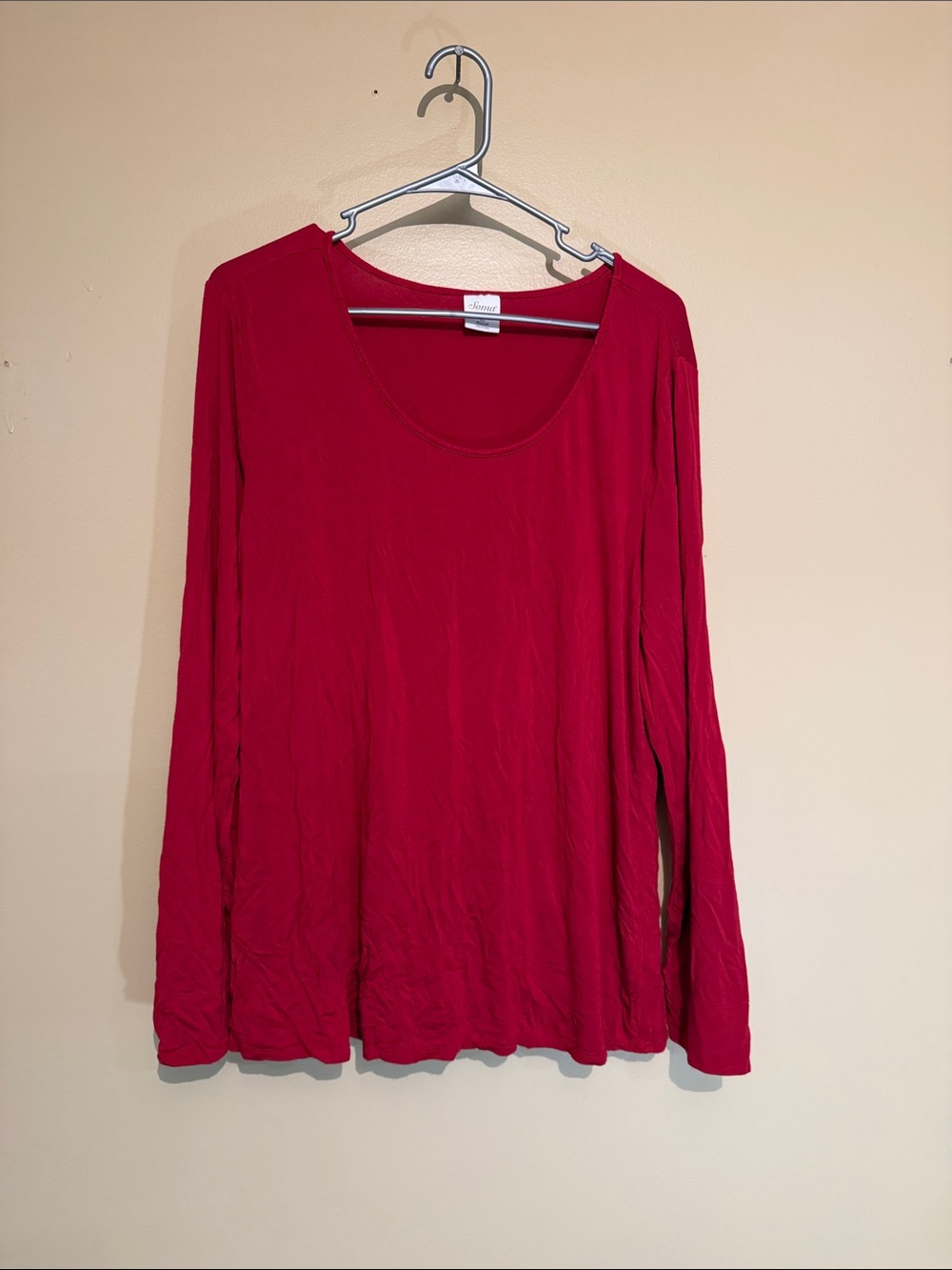 Soma Long-Sleeve Scoop Neck Tee - Crimson Red